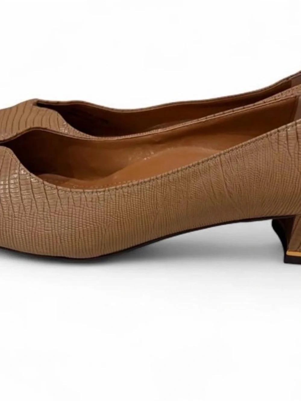 J Renee Faux Lizard Embossed Low Heel | Taupe | Size 10.5